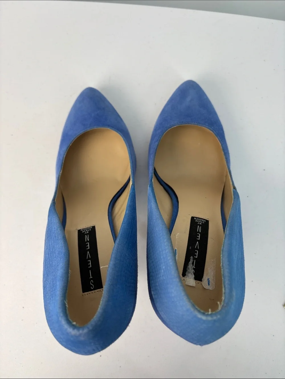 🐚 Steven By Steve Madden Blue Suede Pointed-Toe Stilettos p-distnt